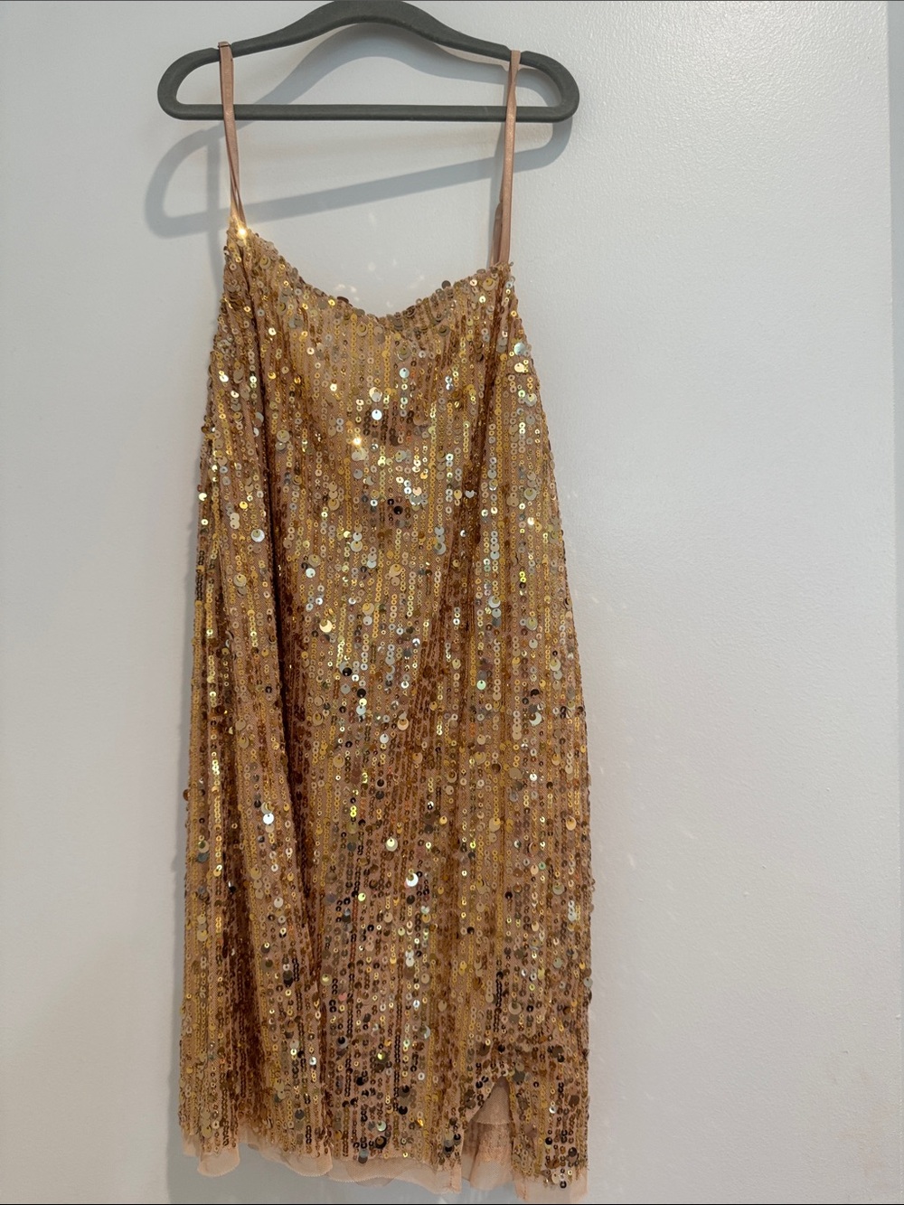 Free People Gold Sequin Mini Slip Dress